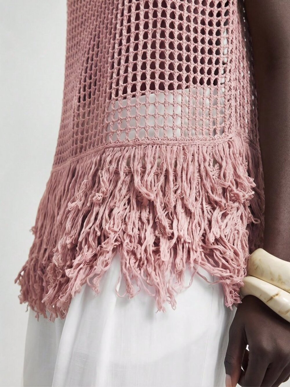 Pink Bohemian Women's Festival Look with Fringe Hem Knit Top & - Picture 6 of 6
